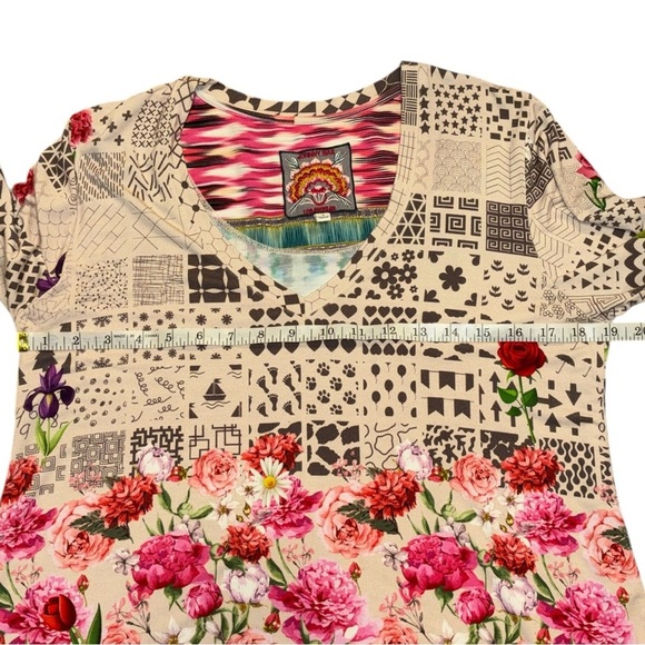 Johnny Was Mystery Print Ladies V-Neck Long Sleeves Boho Sz Small - Picture 7 of 10